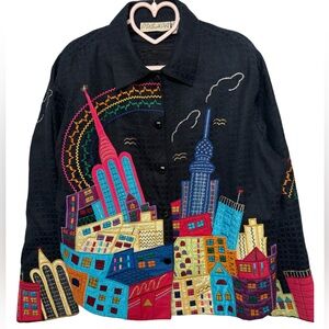 VINTAGE PUSHPA CITYSCAPE JEAN JACKET NWOT